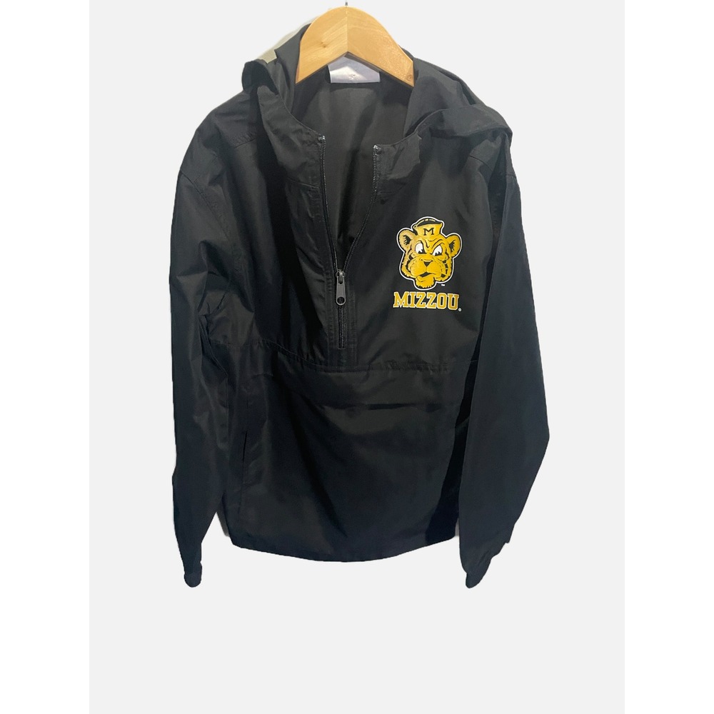 Champion Windbreaker Kids YM 7-8 Black Mizzou‎ Tigers Half Zip Hooded Pullover